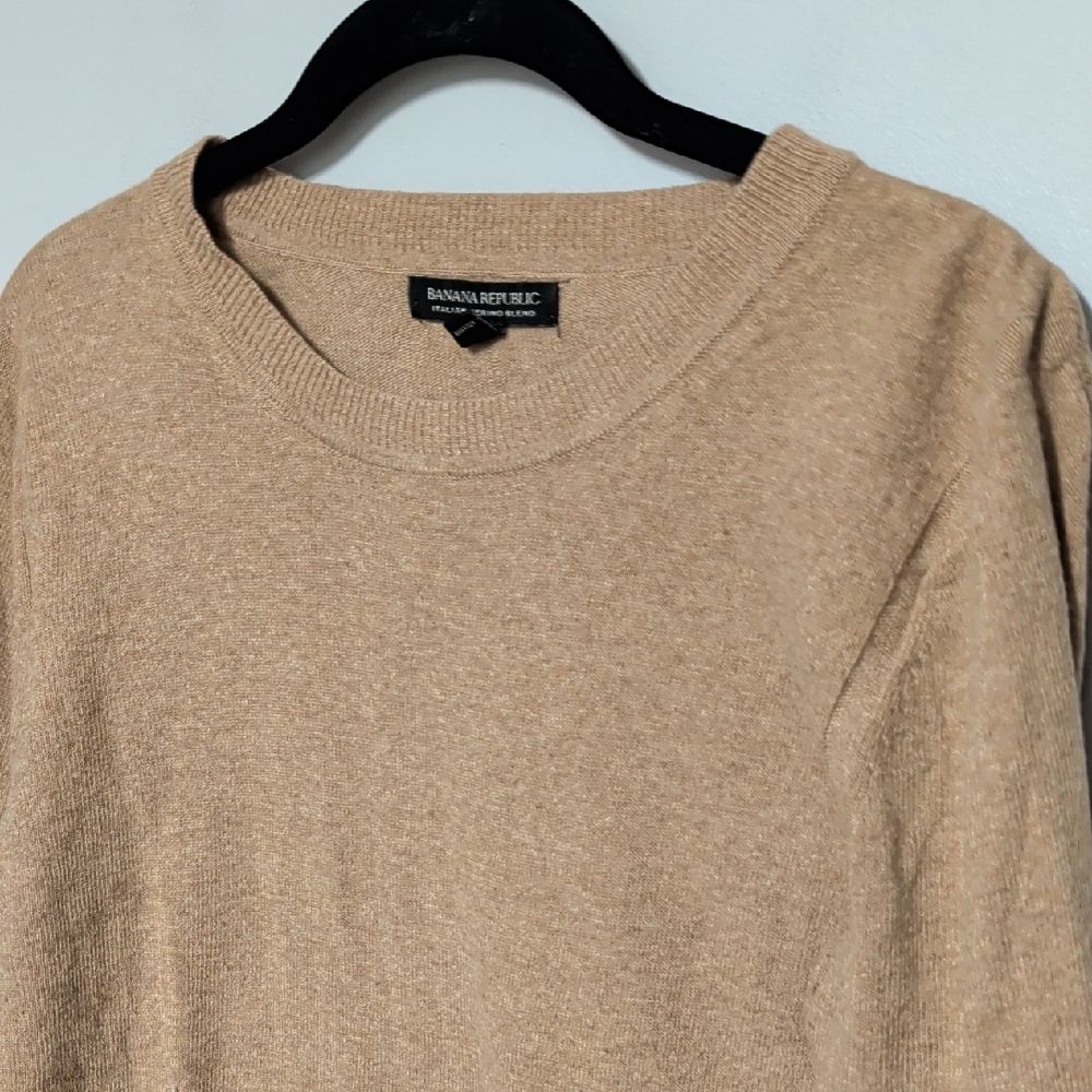 Banana Republic Italian Merino Blend Sweater in Tan - Picture 3 of 7